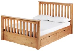 Collection - Maximus Oak Stained Drawer - Bed Frame-Small - Double